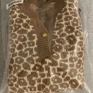 Brown and Cream Women's Sweater